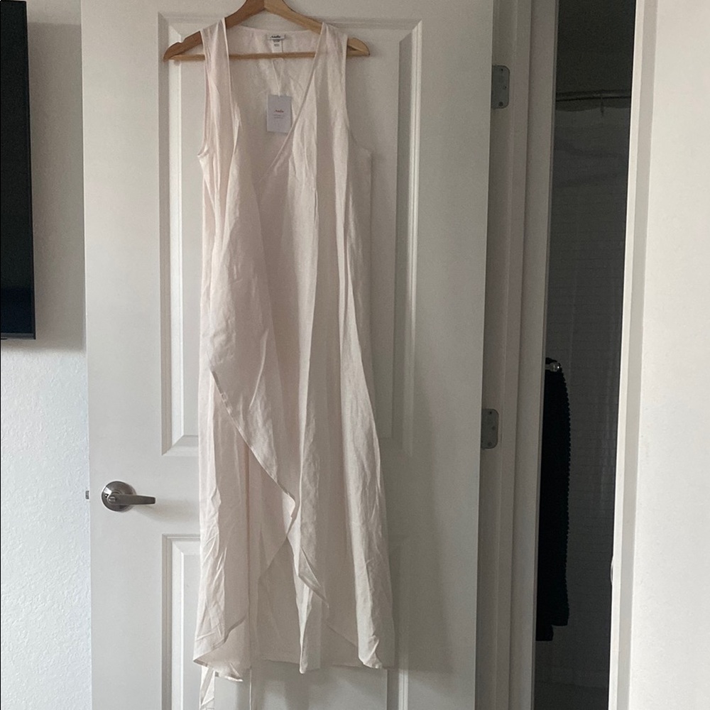 Andie Cream Asymmetrical Sundress V-neck Sleeveless